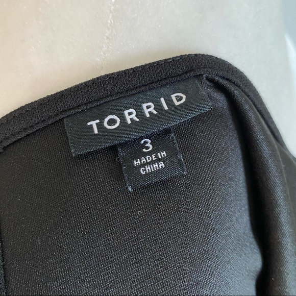 Torrid Black Scuba Knit V-Bar Peplum Top 3 - Picture 6 of 6